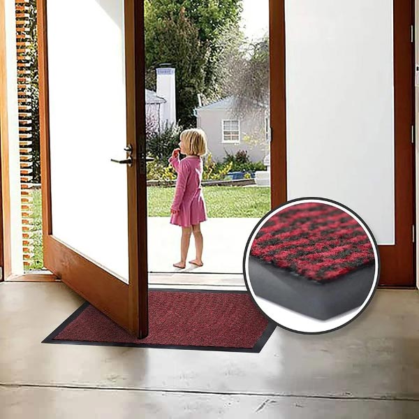 Red Black Heavy Duty & Non Slip Rubber Hard Wearing Barrier Mats for Indoor And Outdoor